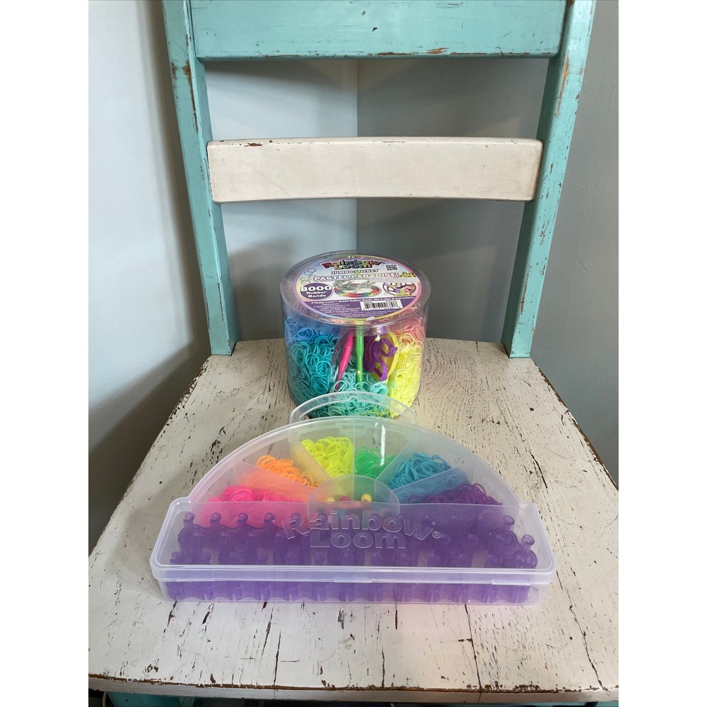 Rainbow Loom Pastel Paradise Rubber Bands Jumbo Bucket & Travel Loom Kit Tools